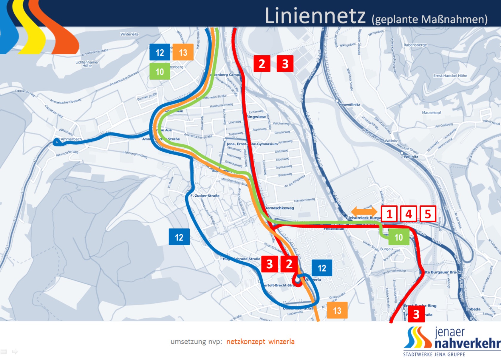 Jena Winzerla. Liniennetz JeNah