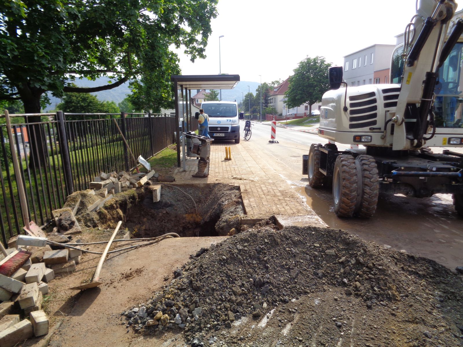 Jena Winzerla. Wasserrohrbruch