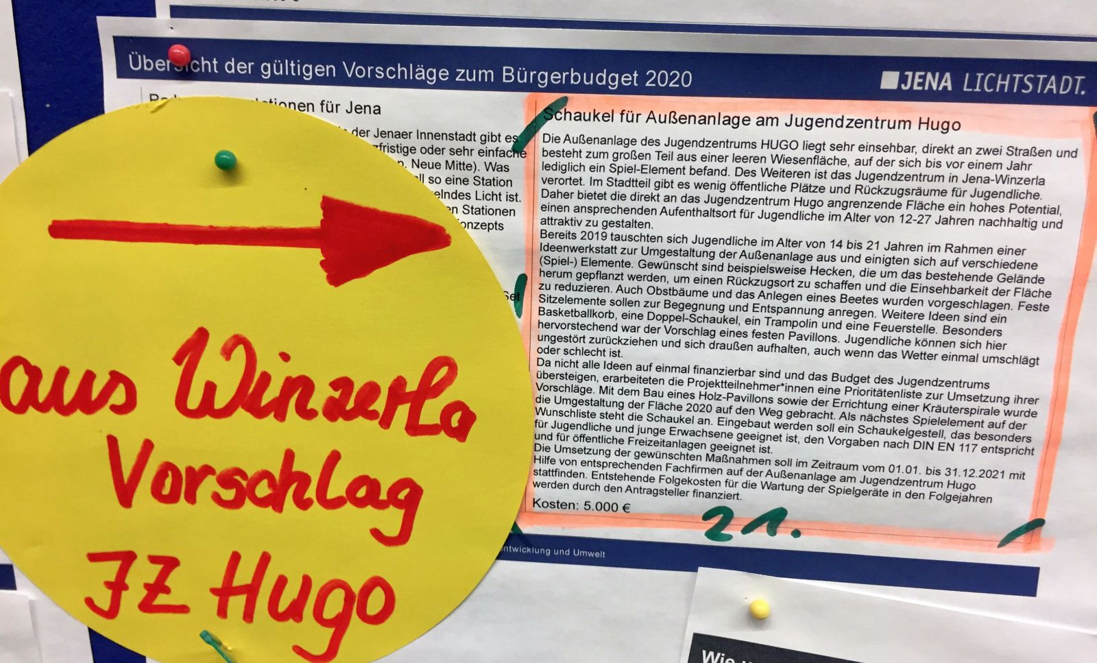 Jena Winzerla. Bürgerbudget Schaukel für Hugo