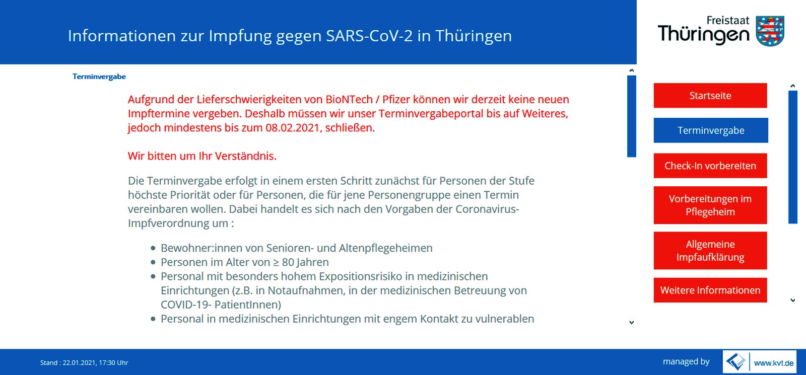 Jena Winzerla. Impftermin KV